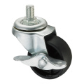 Light Duty Caster Series - 3in. Eje roscado con freno lateral - Negro PP